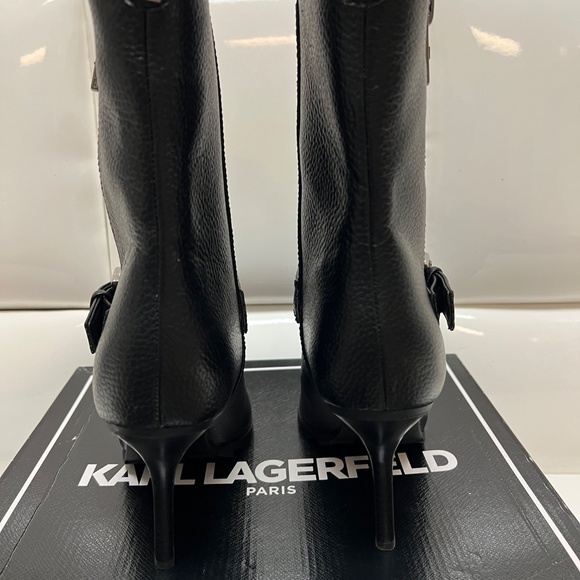 Karl Lagerfield Mable 9.5 Rhinestone Crystal Studded Leather Heel GOTH ALT - Picture 11 of 14